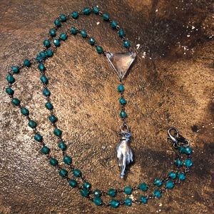 Hand Pendant On a green onyx rosary style chain